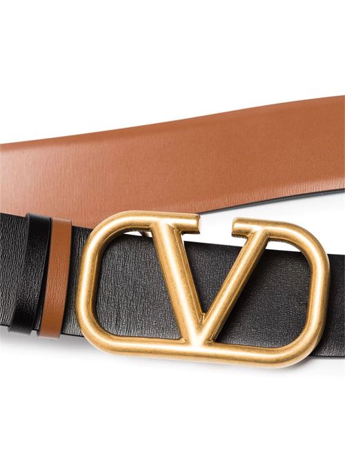 Brown/black calf leather belt Valentino Garavani | 4W2T0S12ZFR11J